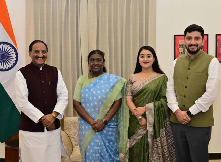 डा. रमेश पोखरियाल “निशंक” ने की द्रोपदी मुर्मू से शिष्टाचार भेंट