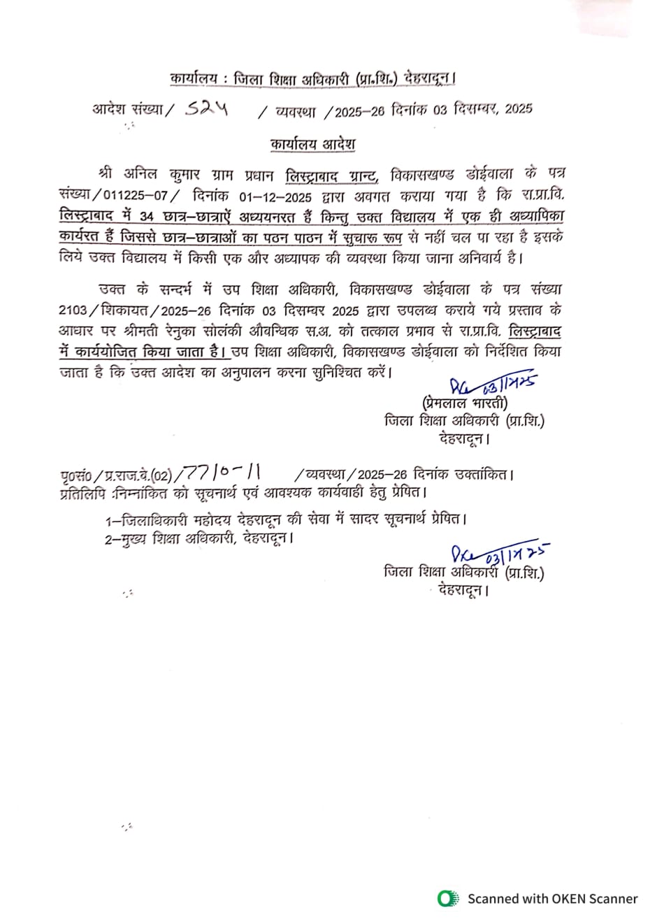 24 घंटे में DM ने यहाँ की शिक्षिका की तैनाती, बहुउद्देशीय शिविर में डीएम के संज्ञान में आया था प्रकरण । NIU